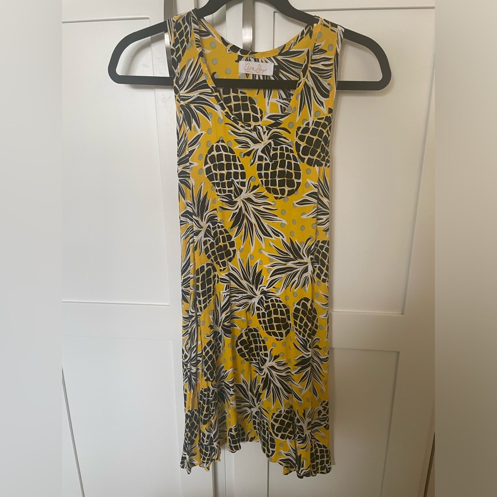Ava Sky (Fighting Eel) Vintage Pineapple Print Tank Dress Size S